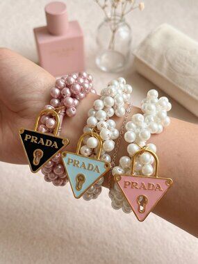 ✨ Special Prada Upcycled Tag Bracelet and Hairtie 2in1!!